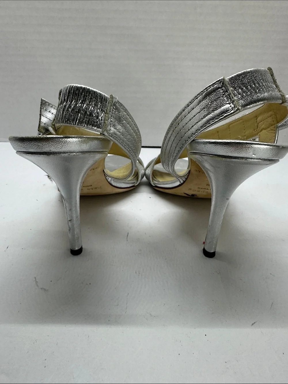 kate spade Metallic Silver Bow Slingback Sandals